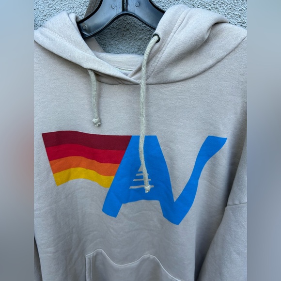 Aviator Nation Logo Relaxed Pullover Hoodie in Sand Unisex Size XL NWT - Picture 3 of 6